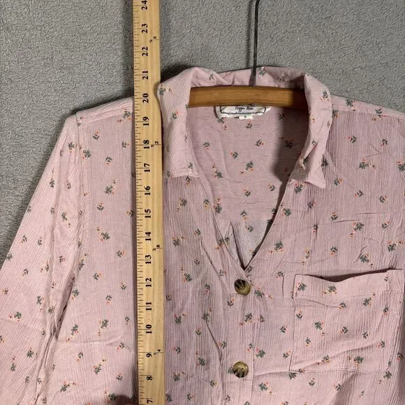 Hippie Rose Top Womens Size L Pink Floral Tie Waist Soft Girl Ditsy Boho Cottage - Picture 10 of 16